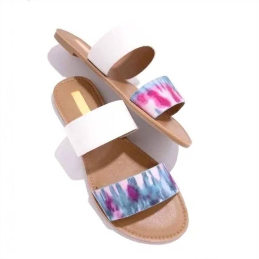 NEW INSIGNIA women's two strap tye dyed sandals in blue/fushia
